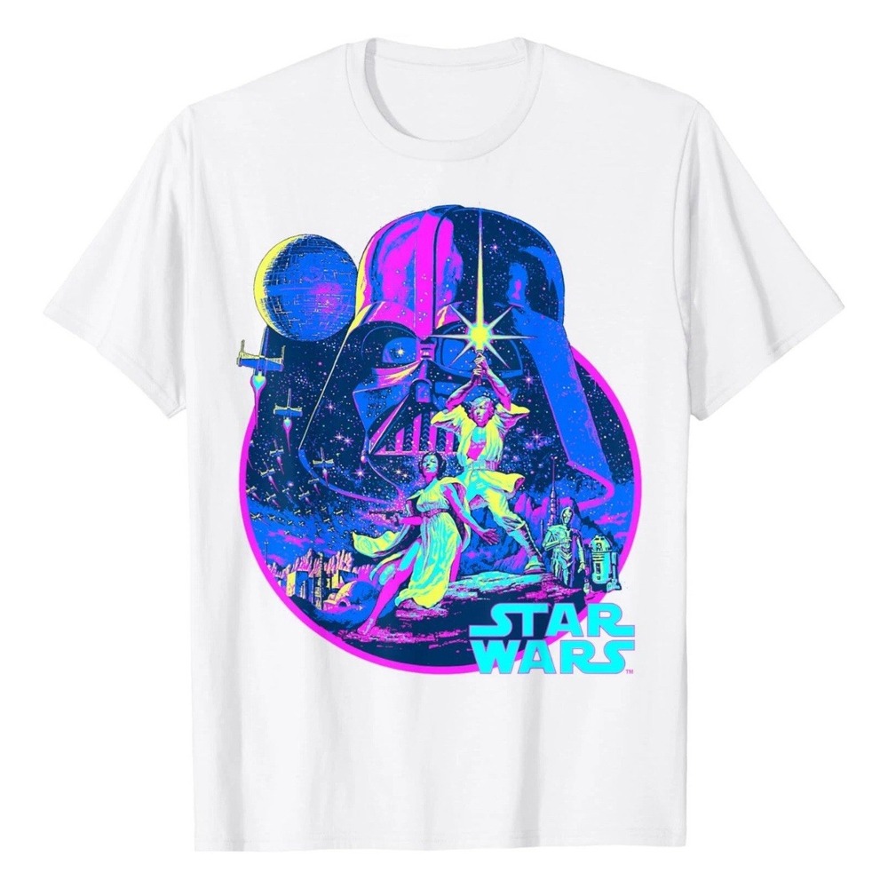 Star Wars Classic Bright Neon Poster Art T-Shirt Kids M